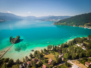 The private island Castle Litzlberg (Schloss Litzlberg) on the Lake Atter (Attersee) in Austria