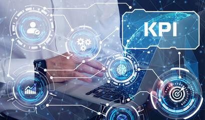 Fototapeta premium KPI Key Performance Indicator for Business Concept. Business, Technology, Internet and network concept.