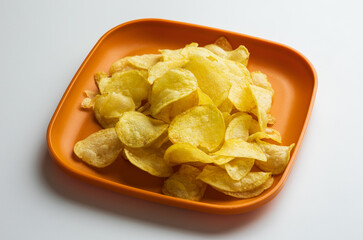 Crispy potato chips. Snacks Fast food or junk food snacks unhealthy concept.