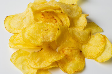 Crispy potato chips. Snacks Fast food or junk food snacks unhealthy concept.