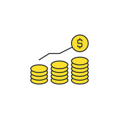 revenue concept icon, color, line, outline vector sign, linear style pictogram isolated on white. Symbol, logo illustration