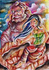 Painting of A Girl on an Apocalypse