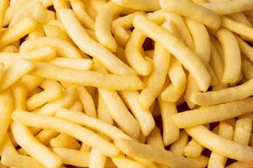 French fries Snack food crispy potato salty. Fast food or junk food snacks unhealthy concept.