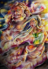 Painting of A Girl during on a Doomsday