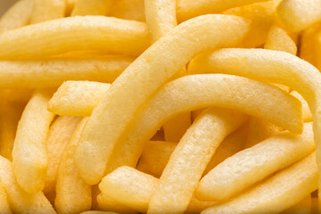 French fries Snack food crispy potato salty. Fast food or junk food snacks unhealthy concept.