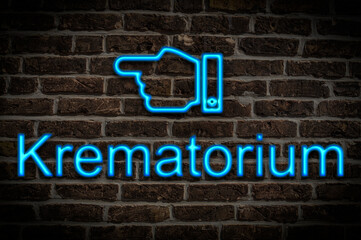 Fototapeta premium Leuchtreklame Krematorium