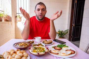 Muslim man is welcoming others to join him