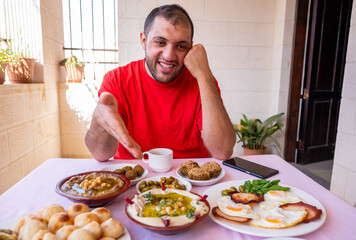 Muslim man is welcoming others to join him