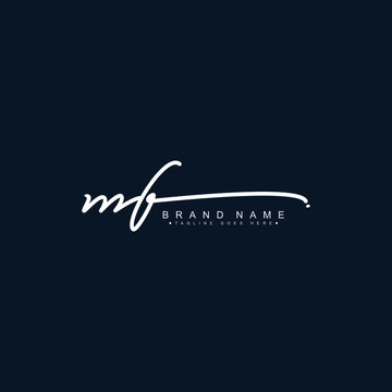 MF Initial Letter Logo - Handwritten Signature Style Logo