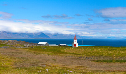 Fototapeta na wymiar Church of Hellnar in Snaefellsnes Peninsula, Iceland 