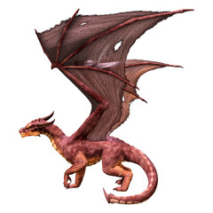 3D Rendering Fairy Tale Dragon on White