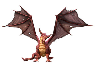 3D Rendering Fairy Tale Dragon on White