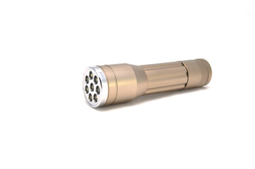 LED flashlight on a white background close-up