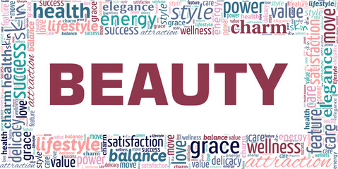 Beauty vector illustration word cloud isolated on a white background.