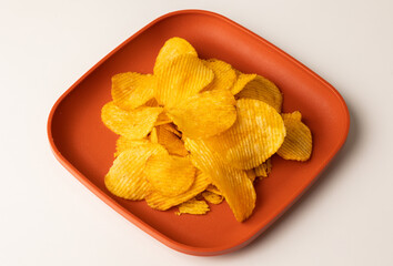 Crispy potato chips. Snacks Fast food or junk food snacks unhealthy concept.