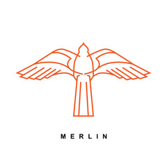 merlin bird icon logo. ancient Egypt illustration of falcon hawk collection. symbol of the power and eternal life. modern and minimalist style in monoline vector drawing.
