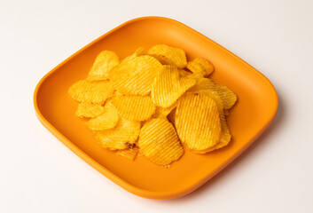 Crispy potato chips. Snacks Fast food or junk food snacks unhealthy concept.