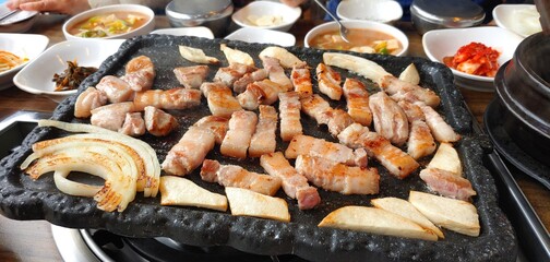 Grilled pork belly