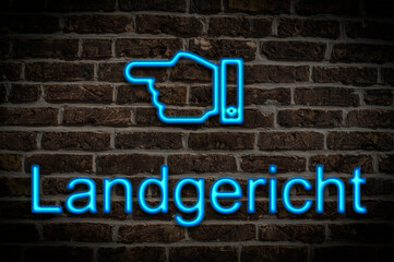 Fototapeta premium Leuchtreklame Landgericht