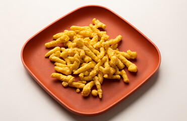 Crispy Fried Crunchy salty. Snacks Fast food or junk food snacks unhealthy concept.
