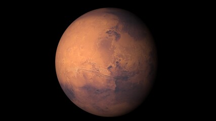 Obraz na płótnie Canvas Planète Mars Fond Noir - Mars Planet Black Background - v3
