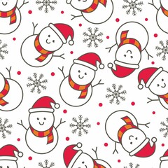 snowman and snowflake seamless pattern for christmas celebration, winter season and fashion etc