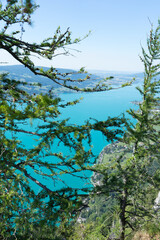 The Lake Atter (Attersee) from a viewpoint at the mount Schoberstein in Austria, Europe