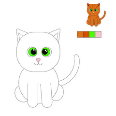 Coloring book. Red cat. Child development. We draw and learn about the world. Children from 3 years old.