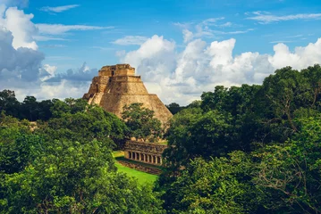 Fotobehang Pyramid of the Magician, uxmal, located in yucatan, mexico © Richie Chan