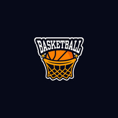 Illustration vector graphic of Basketball logo. Logo emblems, badges and design elements. Design Template Inspiration. for t-shirt, team or championship