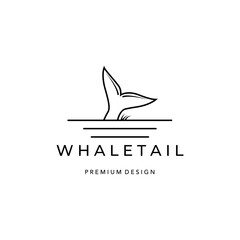 Fototapeta premium whale tail logo icon line art minimalist vector illustration design