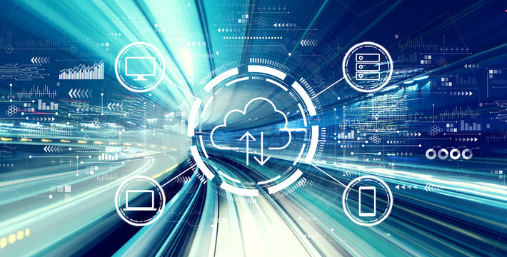 Cloud computing with abstract high speed technology POV motion blur