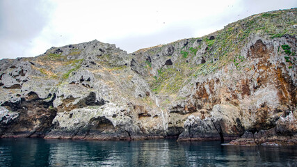 Fototapeta na wymiar Beautiful massive cliffs of Anacapa Island in the Channel Islands National Park, California, USA