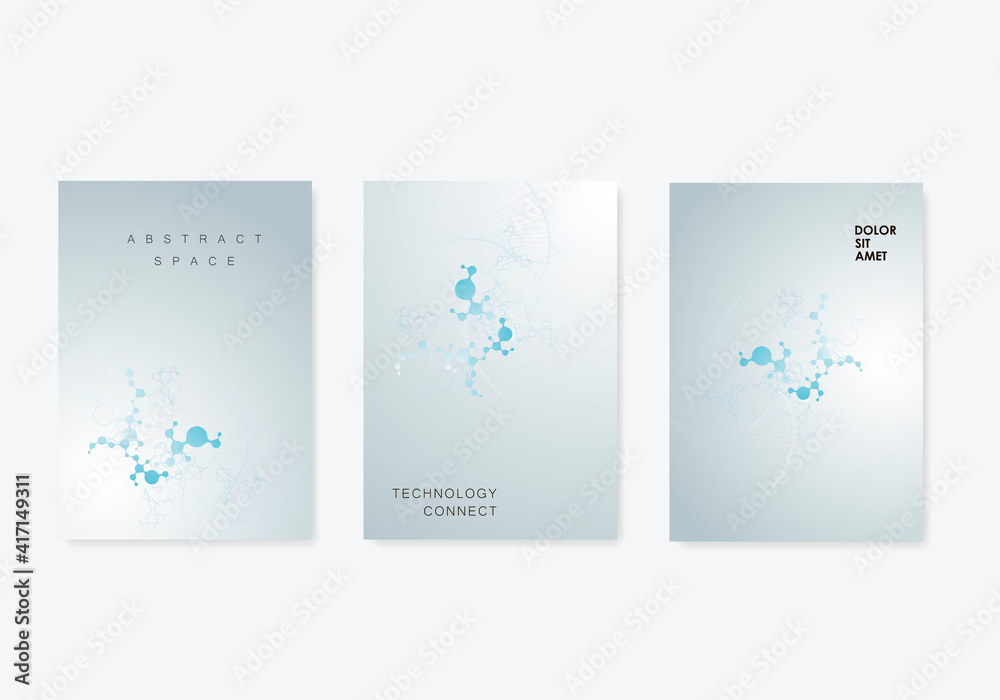Poster Modern abstract icon with blue network technology. Digital science technology concept. Business technology concept. Business network concept. Digital communication. Abstract vector background