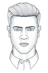 Hand drawn young man portrait 01