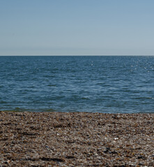 Obraz premium Minimalist photo of the sea with a perfect horizon that divides the photo into equal parts