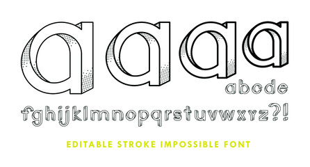 Impossible font has shadow texture. The contains 28 characters with editable strokes, meaning the strokes are not expanded and the weights can be edited. - 417150329