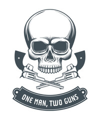 Vintage skull and crossed guns