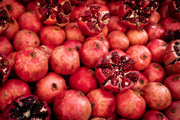 Cracked pomegranate. Ripe Pomegranates Background