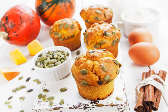 Pumpkin muffins on the table
