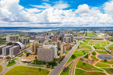 Brasilia, Brazil, avenue of the monumental axis in the Federal District,  - obrazy, fototapety, plakaty