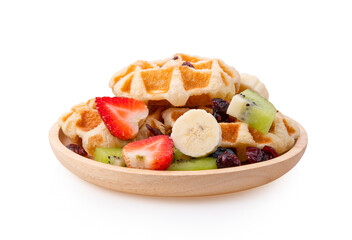 Waffles for breakfast on white background