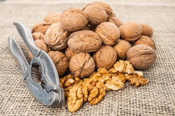 Close up view of walnuts on tabletop
