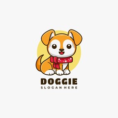 Doggie character mascot logo design vector illustration