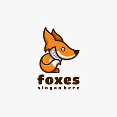Fox character mascot logo design vector illustration