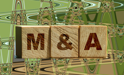 Wooden cubes with the abbreviation M and A on them. Business concept