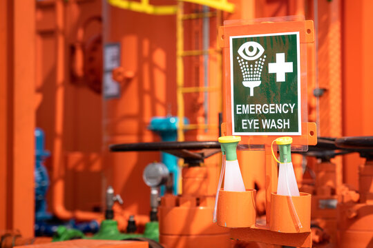 "Eye washing" station, an emergency equipment which is prepared at chemical working location or oil drilling rig site. Use to treatment in case of chemical spill into people eye. 