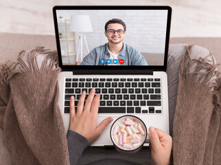 Young Woman And Man Talking And Having Video Call