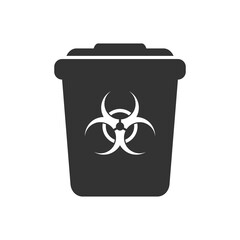 medical waste disposal, biohazard symbol, icon isolated on white background, warning sign, simple flat pictogram