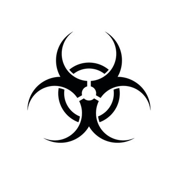 biohazard symbol, icon isolated on white background, warning sign, simple flat pictogram